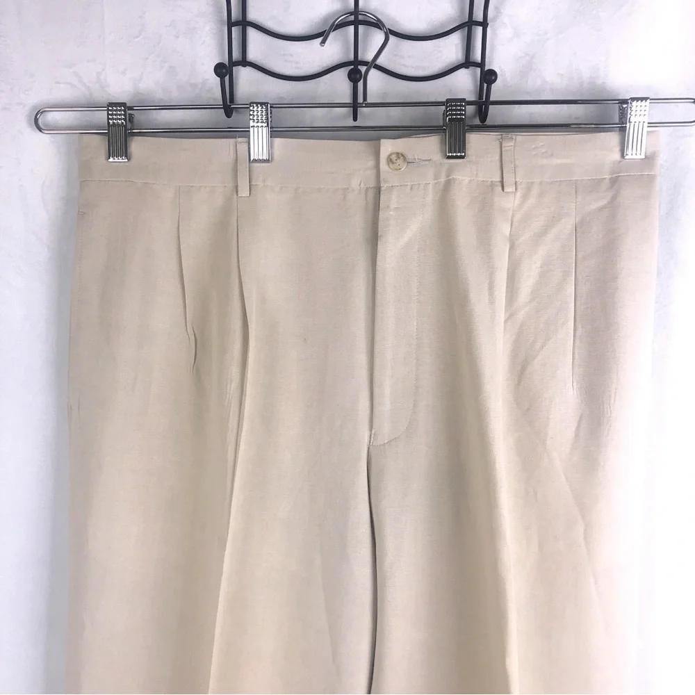 J FERRAR Slacks (38W/30L) cream/beige pleated front